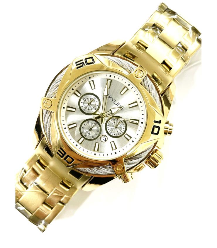 Reloj hombre oro triángulo blanco