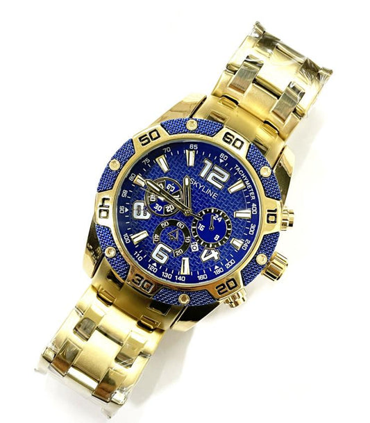 Reloj hombre oro y azul